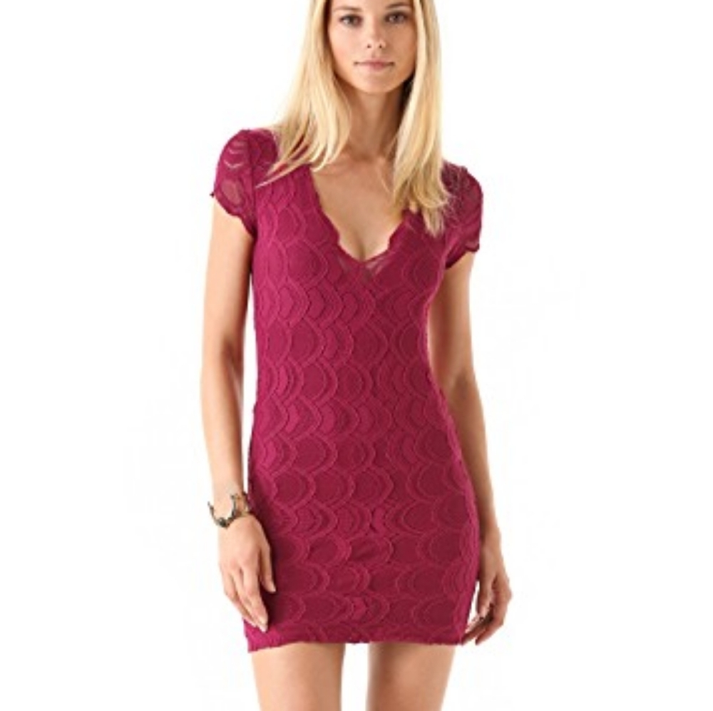 Nightcap Deep V Fuschia Dress
